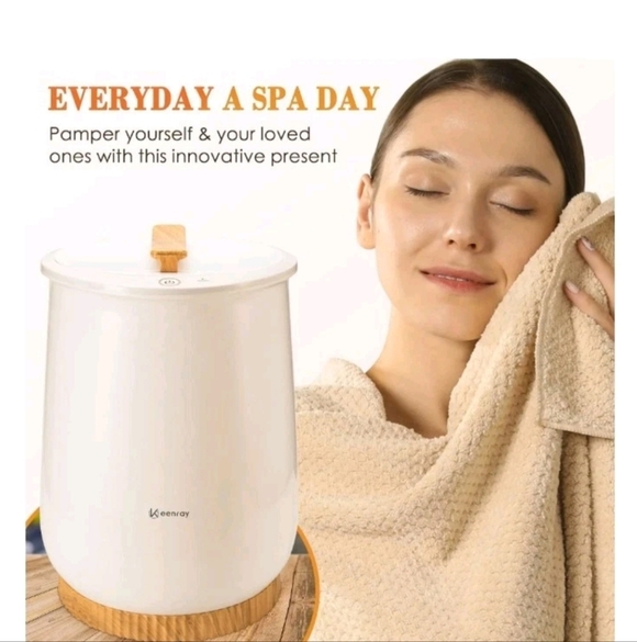 Keenray Bucket Towel Warmer Auto Shut Off Fits 2 Large Towels or Bathrobes White - Picture 2 of 14